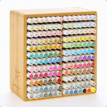 TIKSPCAE Marker Organizer for 168 Markers Bamboo Wooden Desk Storage Organizer Rack Markers Pens Pencils Art Brushes Storage Holder for Home Classroom