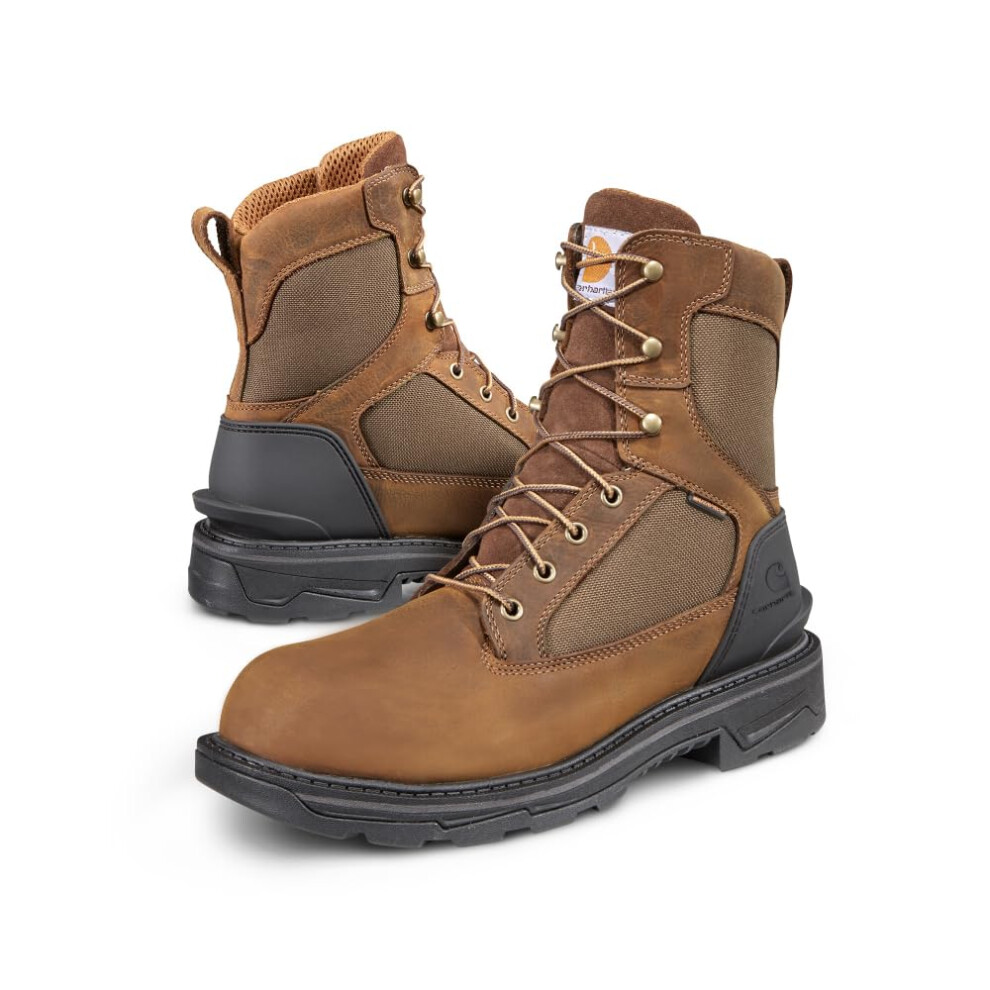 Carhartt Men's Ironwood Waterproof 8"""" Alloy Toe Work Boot  Brown  8 Wide