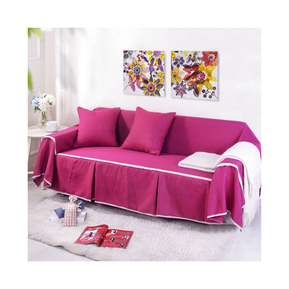 (Rose rouge, 1 place) 1 2 3 4 places housse de protection en lin et coton pour canapé, lavable en machine