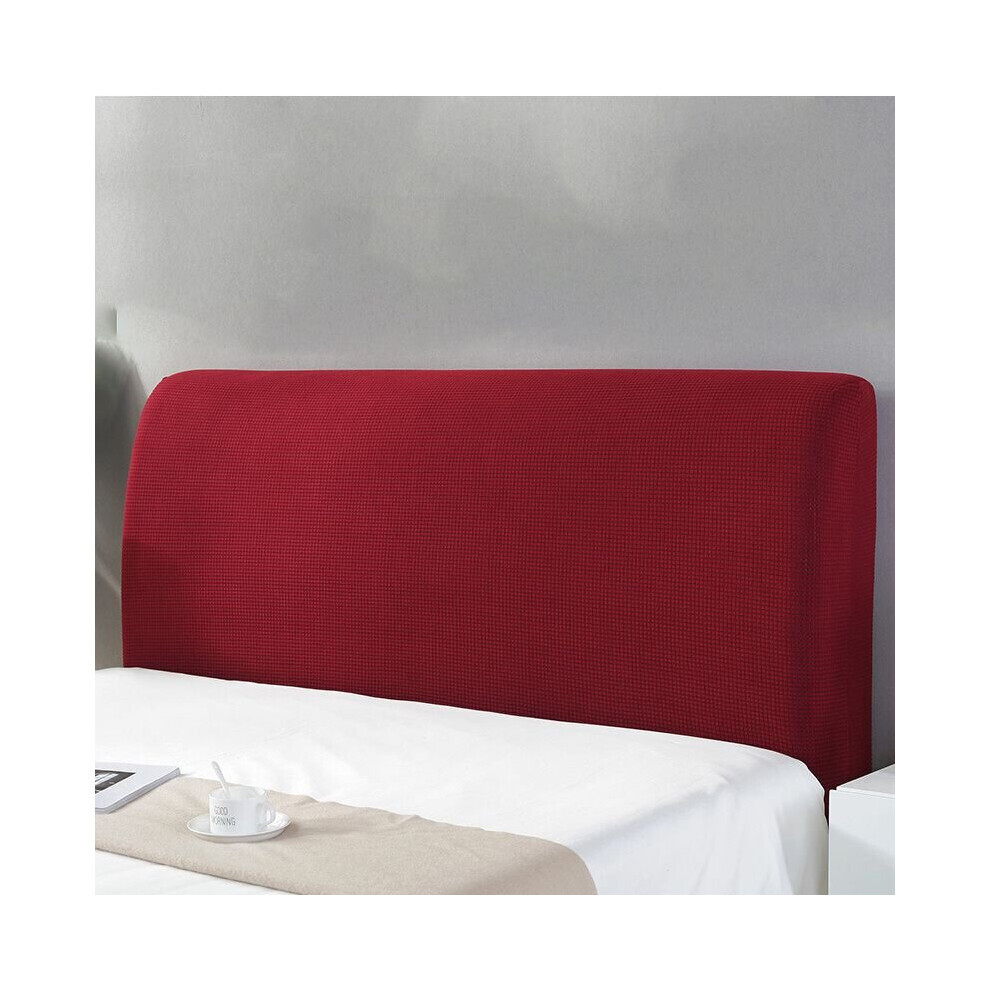 (Rouge, 2,2 m) Couvre-tête de lit élastique tout compris en peluche de couleur unie, Protection de lit