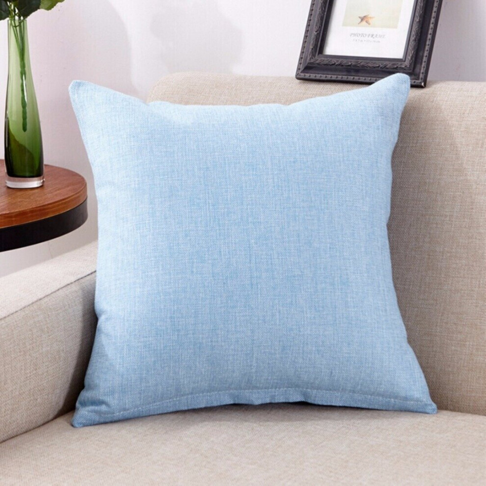 (Bleu ciel) couleur Pure coton lin solide housse de coussin maison bureau canapé coussin décor
