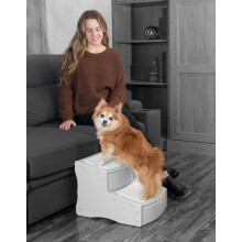 Pet Gear Easy Step II Haustiertreppe, 2 Stufen, f r Katzen/Hunde bis zu 34 kg, tragbar, abnehmbar, waschbar, Teppichlauffl che, kein Werkzeug erf
