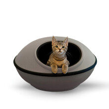 K&H Pet Products Unheated Kitty Mod Dream Pod Cat Bed for Large Cats or Small Dogs Indoor Covered Privacy Cave Collapsible Easy Clean Washable Cush