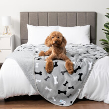Petami vandtæt kæledyrtæppe for ekstra store hunde tisse bevis og reversibel blød hund kasse dækker vaskbar dronning 90x90 knoglegrå