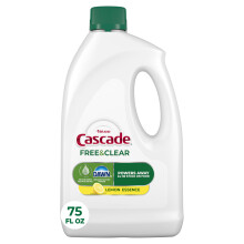 Detersivo per lavastoviglie Cascade Free & Clear, gel liquido, detersivo per piatti, sapone per lavastoviglie al limone, 75 oz