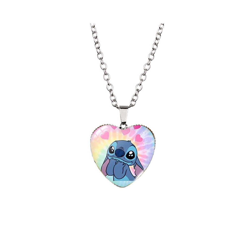 (StyleB, chaîne K blanche) Adorable collier en forme de cœur avec point de dessin animé pour enfants
