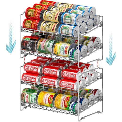Simple Houseware 2 Tier Stackable Can Rack Silver 2 Pack