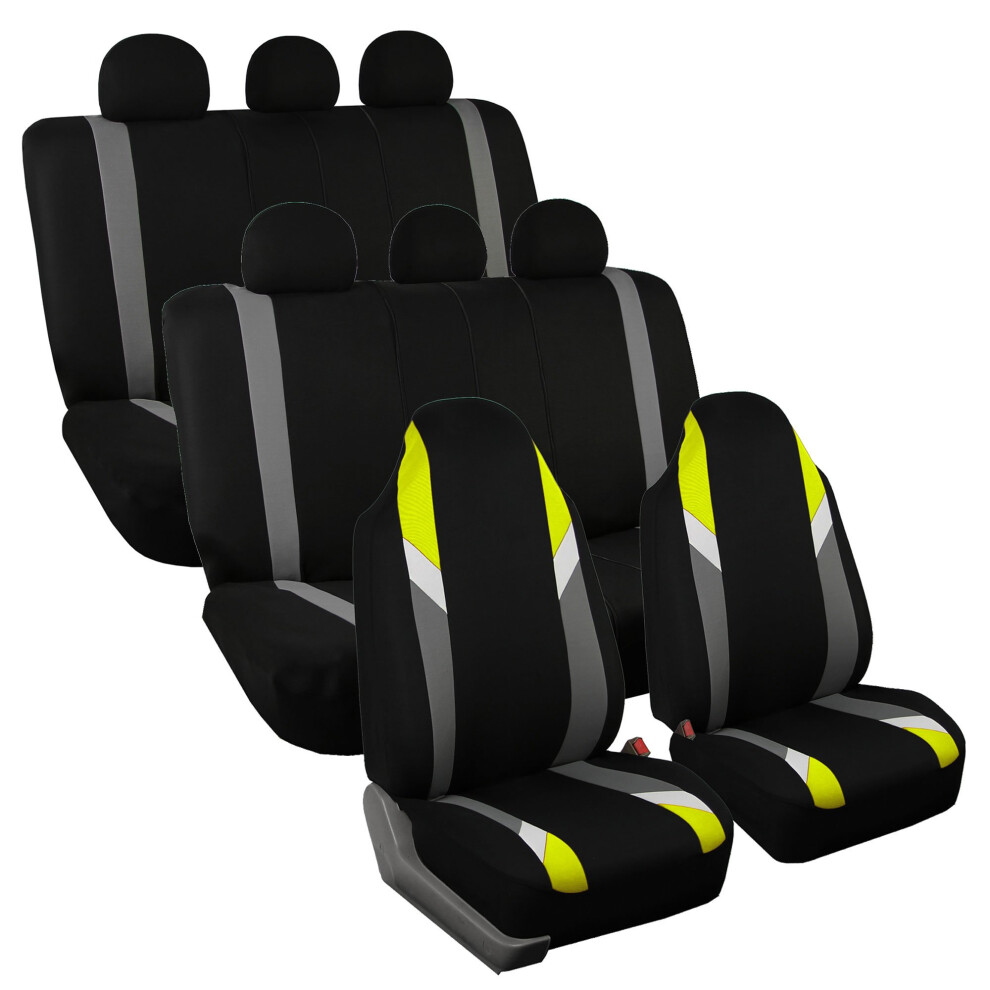 Fh Group Supreme Modernistic Three Row Car Seat Covers Airbag And Split Ready 8 Seater - Universal Fit For Cars Trucks & Suvs Yellow 196342020551