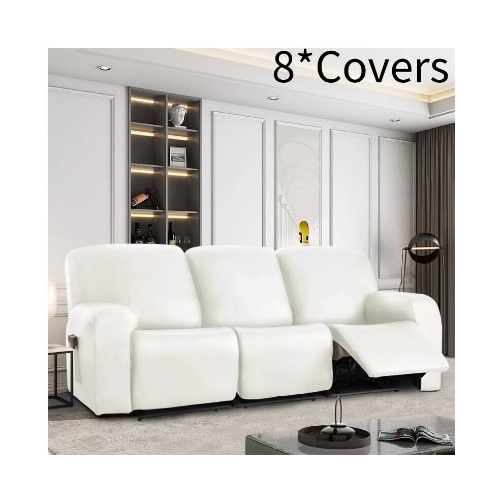 (Blanc 3 places) housses de canapé inclinables extensibles en cuir Pu housse de fauteuil imperméable