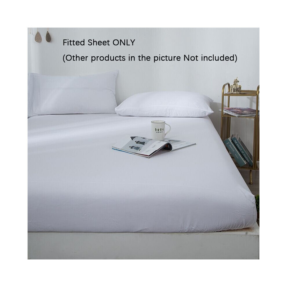 (Drap-housse blanc, King-150x200 + 25 cm) Profondeur 15/25 cm Drap-housse Taie d'oreiller Draps de lit