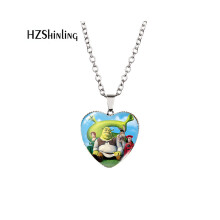 (XXXL118) charmant collier pendentif en forme de coeur Shrek Time avec pierres précieuses pour un style
