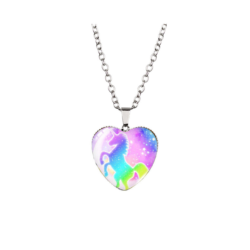 (XXXL351) Collier avec pendentif en forme de cœur de dessin animé ludique pour enfants, doté d'une pierre