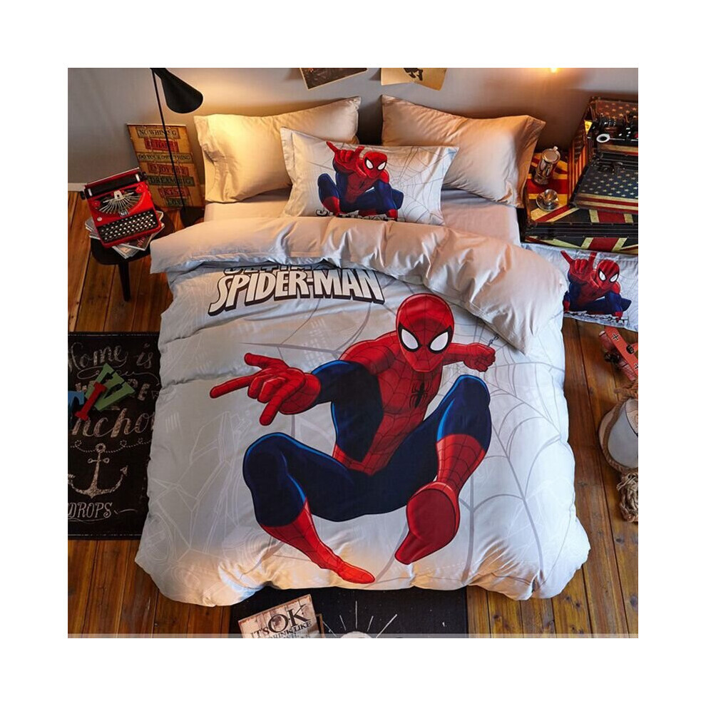 (Blanc, King ? 3 pièces ?) Spiderman 3D Parure de lit Housse de lit Taie d'oreiller Drap