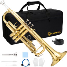 Eavnbaek Bb Standaard Trompet Set voor Beginners of Gevorderden, Messing Trompet met Hard Case