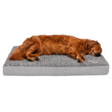 Furhaven Orthopedic Dog Bed for Large Dogs w/ Removable Washable Cover For Dogs Up to 95 lbs - Ultra Plush Faux Fur & Suede Mattress - Gray Jumbo/XL