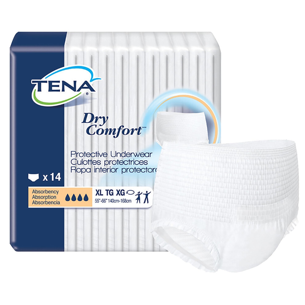 TENA Dry Comfort Underwear  Extra Large  Unisex  56 Count  Size XL  Incontinence Protector