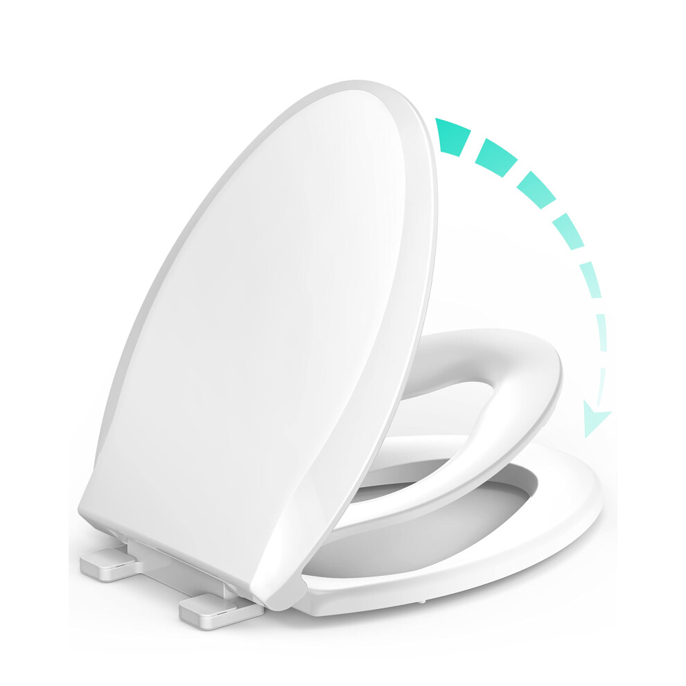 Elongated Toilet Seat With Built-In Potty Training Seat For Toddlers& Adults Slow Close Never Loosen Heavy Duty Ergonomic Space Saving Toddler To Uming
