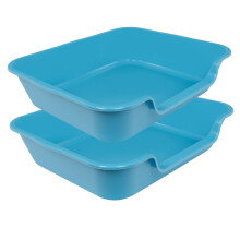 Blaucasa 2er-Pack extra große Hundetoilettenwanne (ABS-Material), Jumbo-Seniorentoiletten mit niedrigem Einstieg für mehrere Kätzchen, große Katz