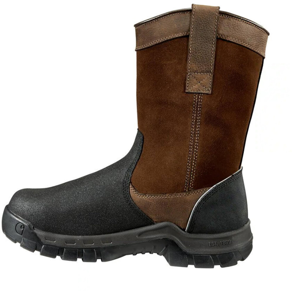 Carhartt mens 11in Wellington Waterproof Metguard Comp Toe Industrial Boot  Brown Oil Tan/Black Coated  8.5 Wide US