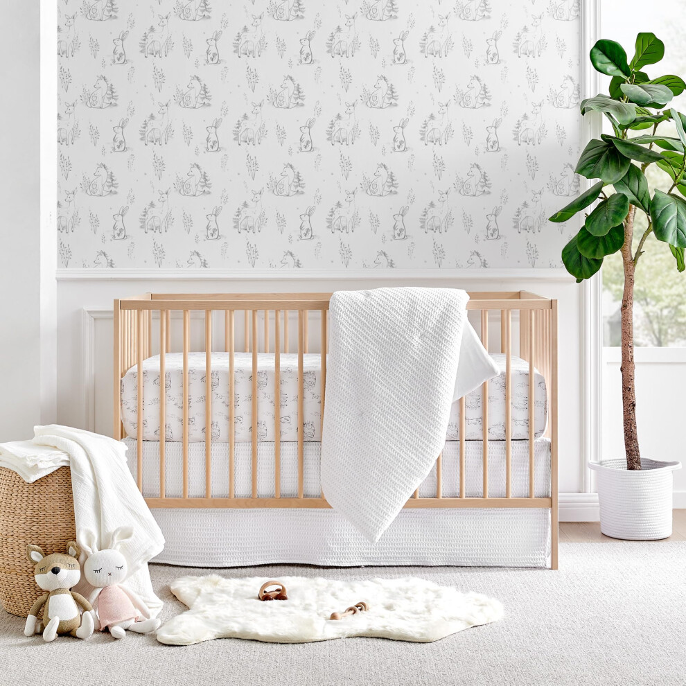 Levtex Baby - Mills Waffle Cribe Lit Set - Baby Nursery Set - White - White Textured Waffle - Ensemble De 4 Pi Ces Comprend Une D Nigrement De Po-image