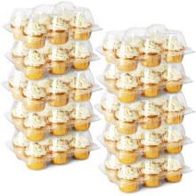 LotFancy Cupcake-containers 6 stuks 40 sets Half dozijn doorzichtige cupcake-dozen Plastic muffinhouders met afneembaar hoog koepeldeksel Wegwerp-cup