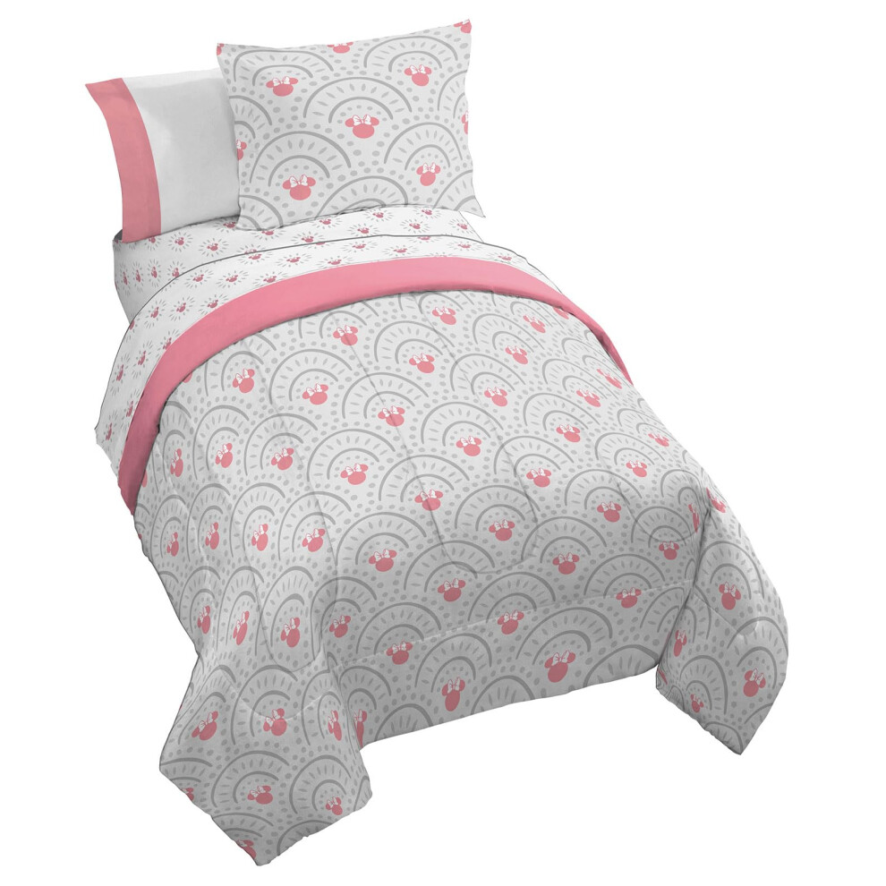 Parure de lit double Minnie Mouse de Jay Franco Disney - Parure de lit 5 pi   ces avec draps et taies d'oreiller - Parure de lit mandala rose ultra