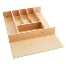 Rev-A-Shelf Trim-to-Fit Silverware Drawer Organizer For Kitchen Utensil Cutlery Cabinet Storage Natural Maple Wood 7 Compartment Tray Insert 4WCT-1