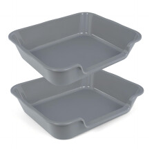 2er-Pack extra große Katzentoilettenwannen (ABS-Material), Jumbo-Katzentoiletten für Senioren mit niedrigem Einstieg für mehrere Kätzchen, große