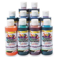 S&S Worldwide Color Splash! Flydende akvarelmaling 10 levende farver 8 oz flip-top flasker til alt akvarelmaleri Brug til farvetone slim limbarbe