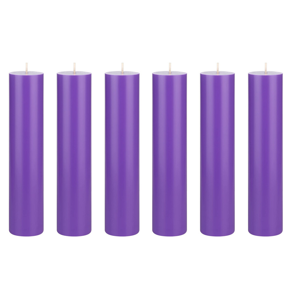 Mega Candles 6 pcs Unscented Solid Lavender Pillar Candles  Hand Poured Premium Wax Candle 2 Inch x 9 Inch  Home D?cor  Spas  Weddings  Celebrations-image-OPC-PGT8BJF-NEW