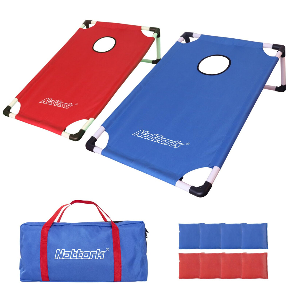 Tragbares Cornhole-Set, Cornholes Mit Pvc-Rahmen, Outdoor-Spielset Mit 2 Cornhole-Brettern, 8 Cornhole-Sitzs Cken Und Tragetasche, Campingspiele-image