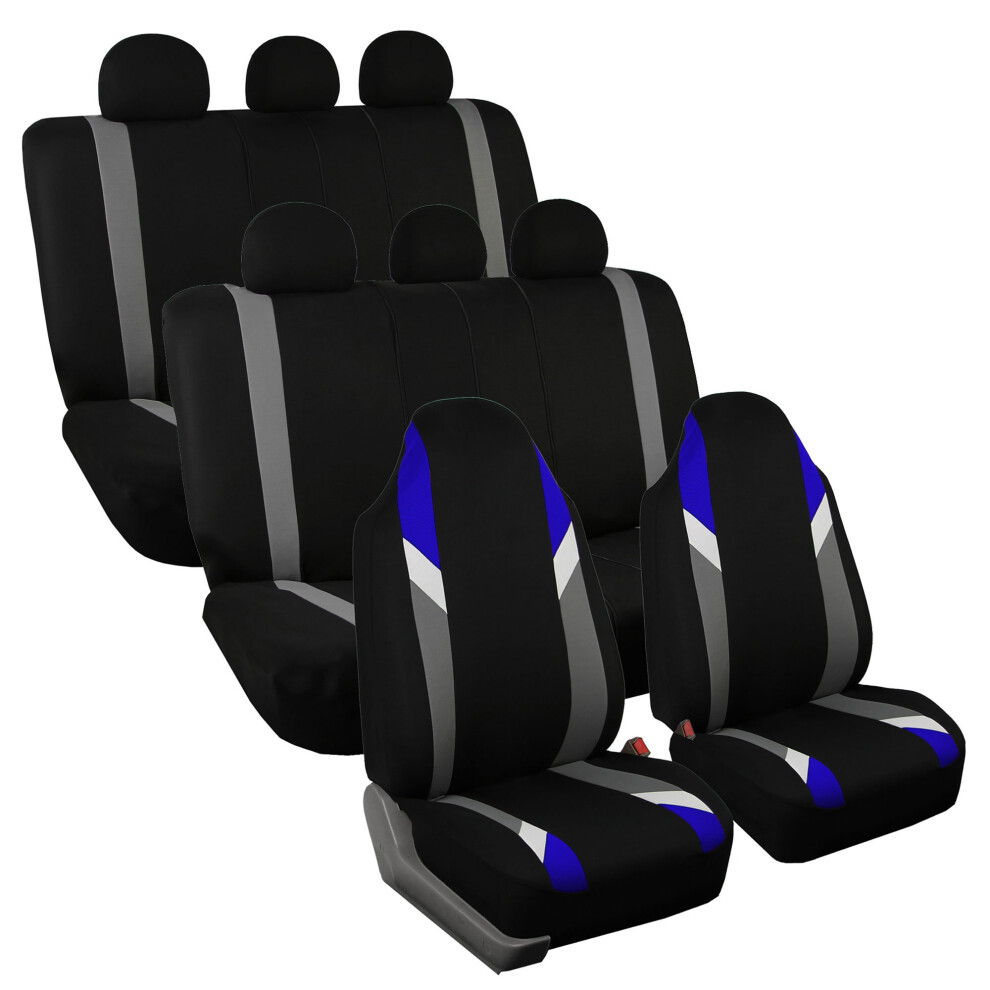 Fh Group Supreme Modernistic Three Row Car Seat Covers Airbag And Split Ready 8 Seater - Universal Fit For Cars Trucks & Suvs Blue 196342020490