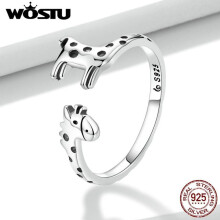 (D) Wostu 925 Sterling Zilveren Open Ring Puppy Poot Dinosaurus Olifant Giraffe Dierenringen voor