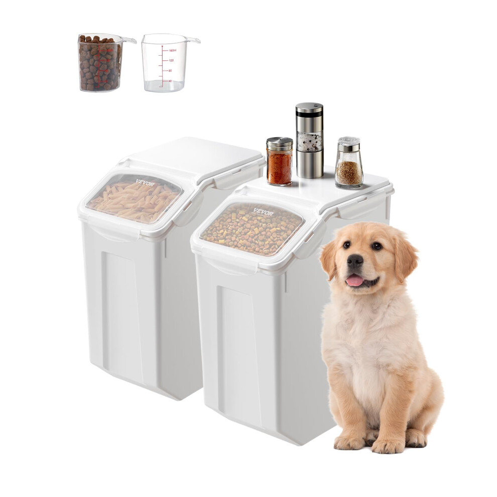 VEVOR Rice Storage Container  4.5Gallon/20L x2 Capacity Large Dog Food Dispenser Bin  Kitchen Ingredient Grain Cereal Flour Bin  Pet food Containers w