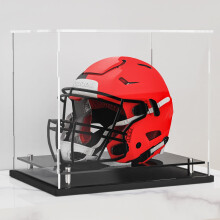 Football Helmet Display case Full Size Self-Assembly Acrylic Helmet Display Case with Black Protection Holder Base UV Protection Clear Sports Memorabi