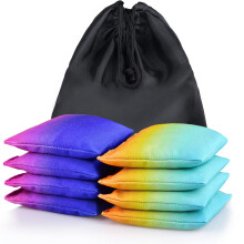 Iheqard Weather Resistant Cornhole Bags Gradient Corn Hole Bags Set of 8 Cornhole Bean Bags Modified Size Cornhole Bags for Tossing Game Incl