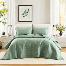 Comfort Spaces Queen Quilt-hel?rssenget?j Sage Green senget?ppe med dobbeltsidet syning Design Bl?dt sommert?ppe Matchende Shams Coverlet Kienna