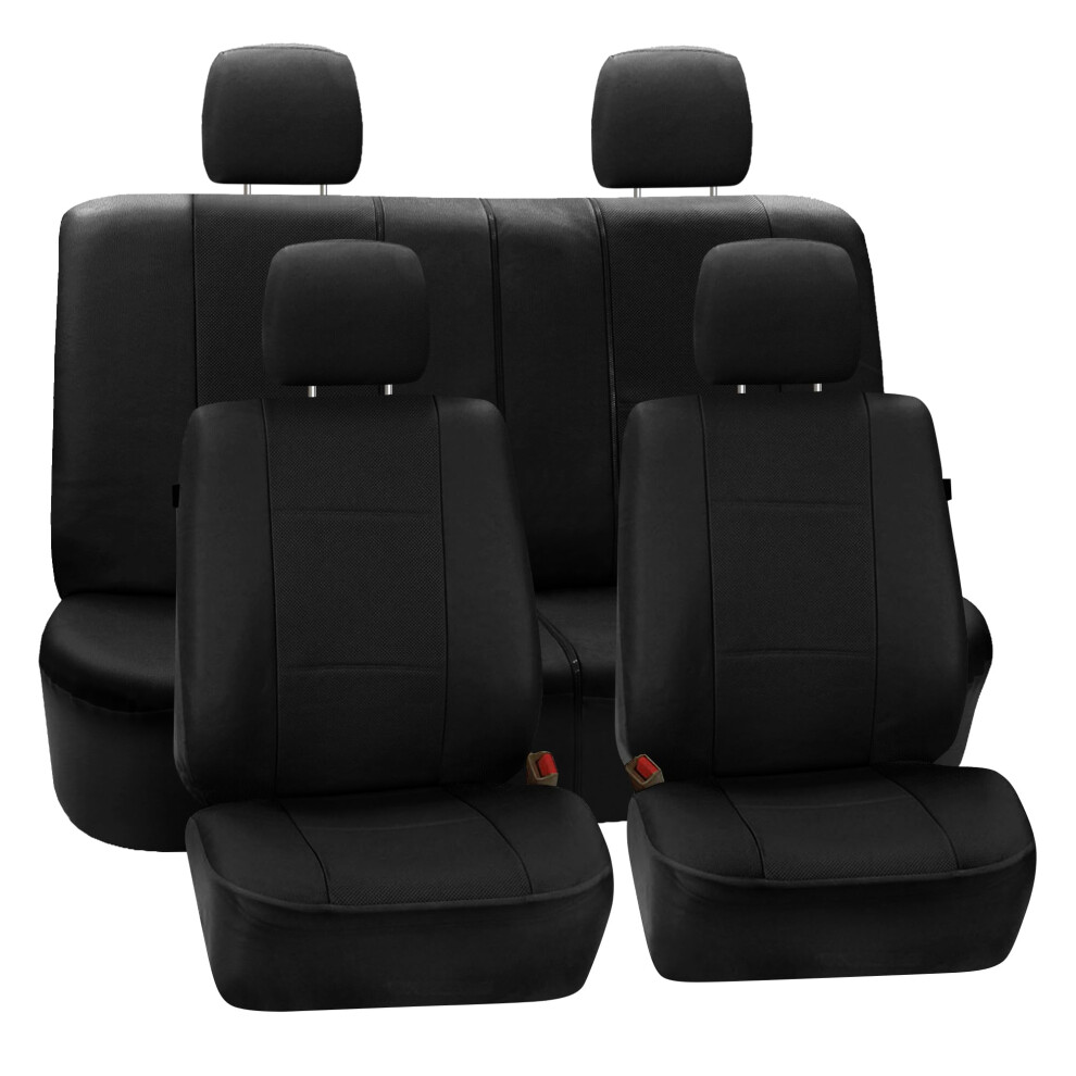 Fh Group Full Set Faux Leather Car Seat Covers For Low Back Front Seat Covers Airbag Compatible Split Bench Rear Seat Universal Fit For Suv Sedan 857687005909