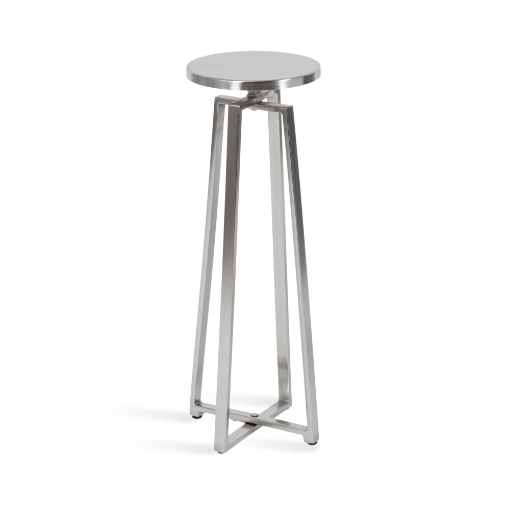 Kate et Laurel Zia Table à boissons ronde en métal moderne 9 x 9 x 23 Argent Table à piédestal circulaire décorative contemporaine pour l'afficha