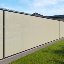 Windscreen4less 4' x 36' Privacyhekscherm Zwaar uitgevoerd windscherm Schermgaas Stof Schaduwnetafdekking met messing doorvoertules voor buitenmu