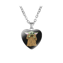 (05) Adorable bébé Yoda coeur pendentif collier bijoux enfants à la mode