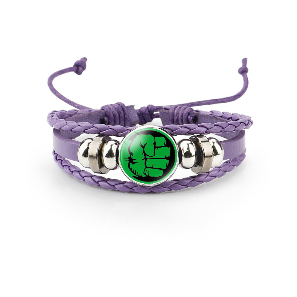 (1508) Bracelet en cuir Hero avec logo violet avec couches élégant et tendance