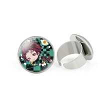 Bague réglable Demon Slayer, tendance, ajustement universel, bijoux Anime plaqués en métal, (9408)