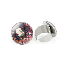 Bague réglable Demon Slayer, tendance, ajustement universel, bijoux Anime plaqués en métal, (9410)