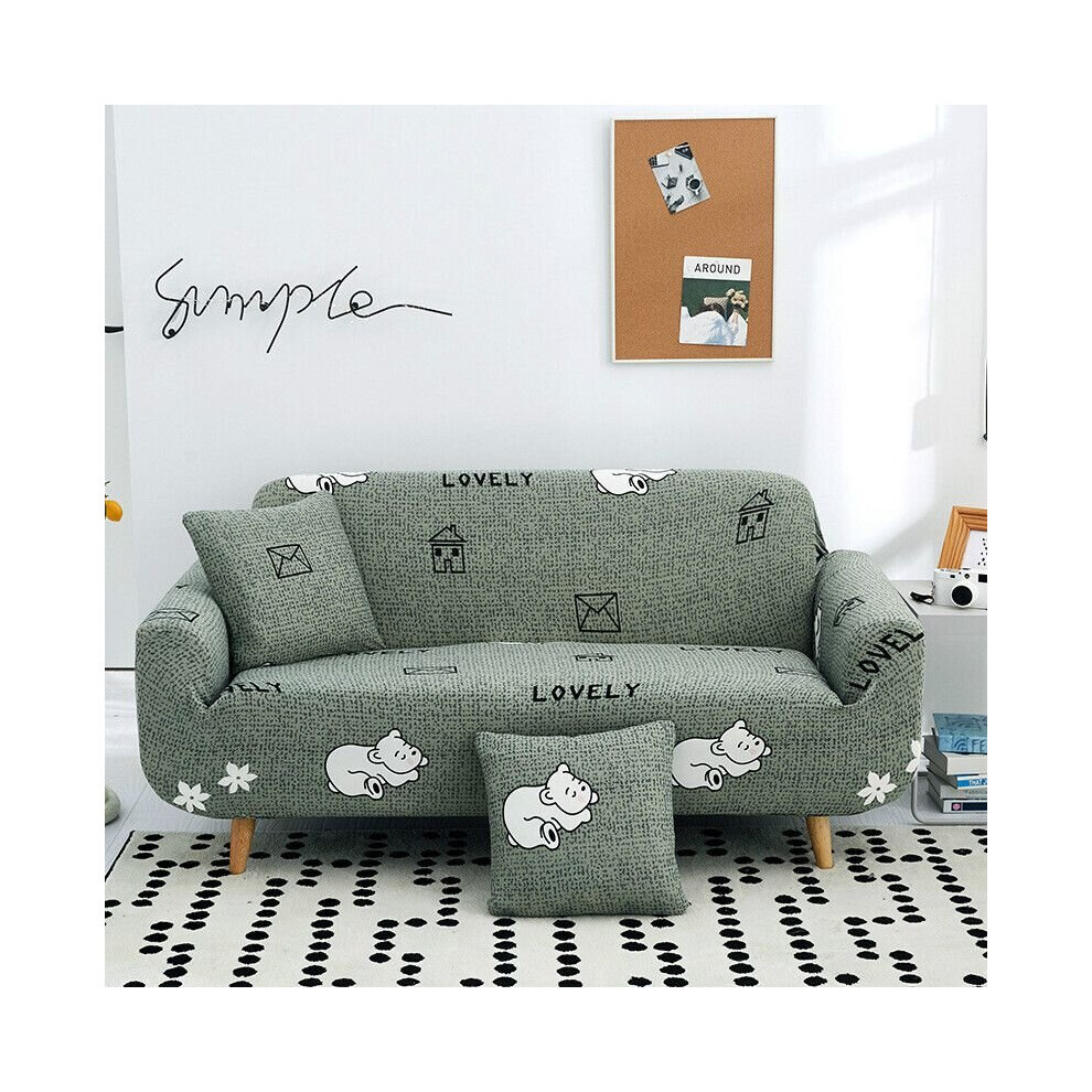 (Ours, 1 place) Housse de protection antidérapante pour canapé 1/2/3/4 places à motif de fleurs géométriques