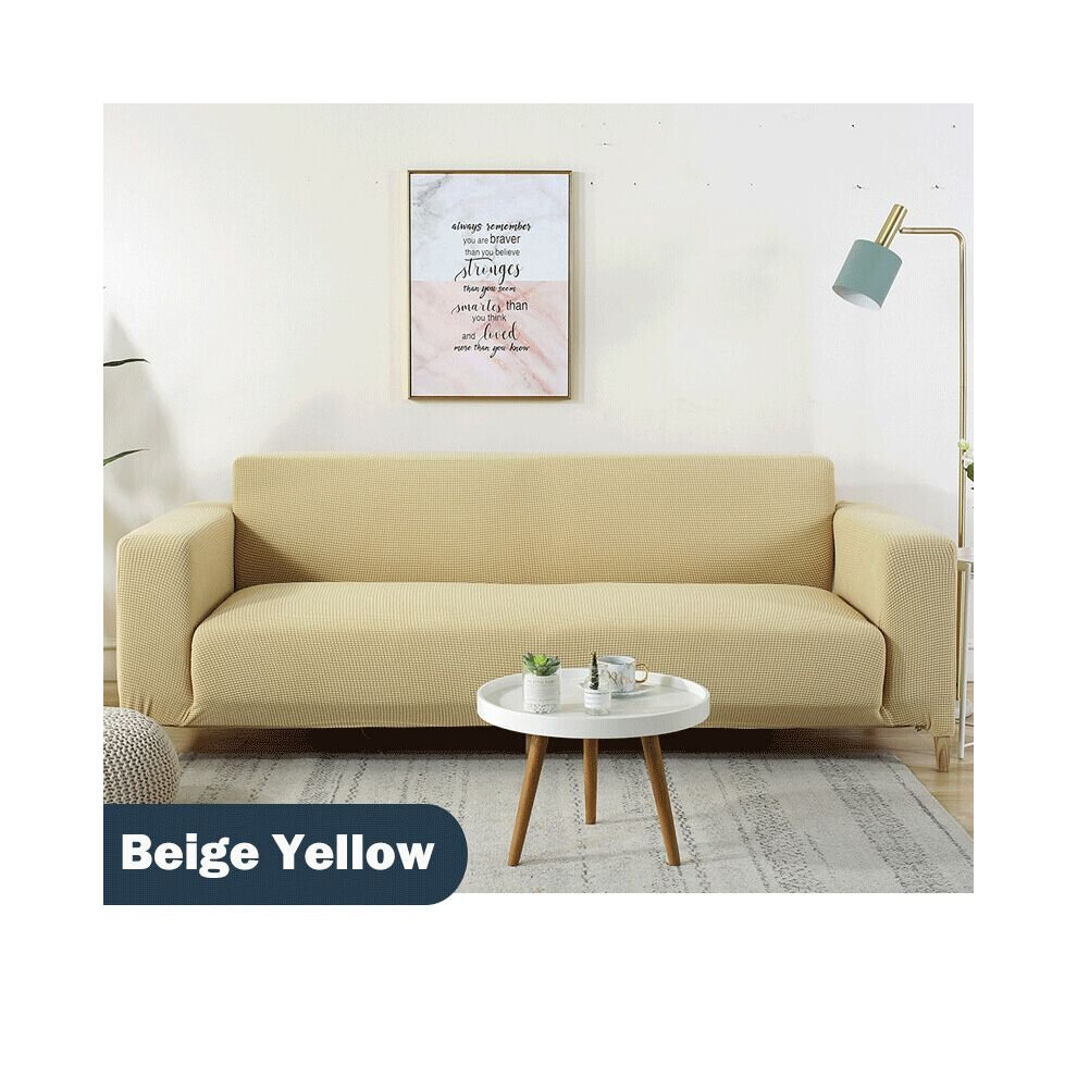 (Beige jaune, 1 place) 1/2/3/4 places housses de canapé imperméables élastiques housse de protection