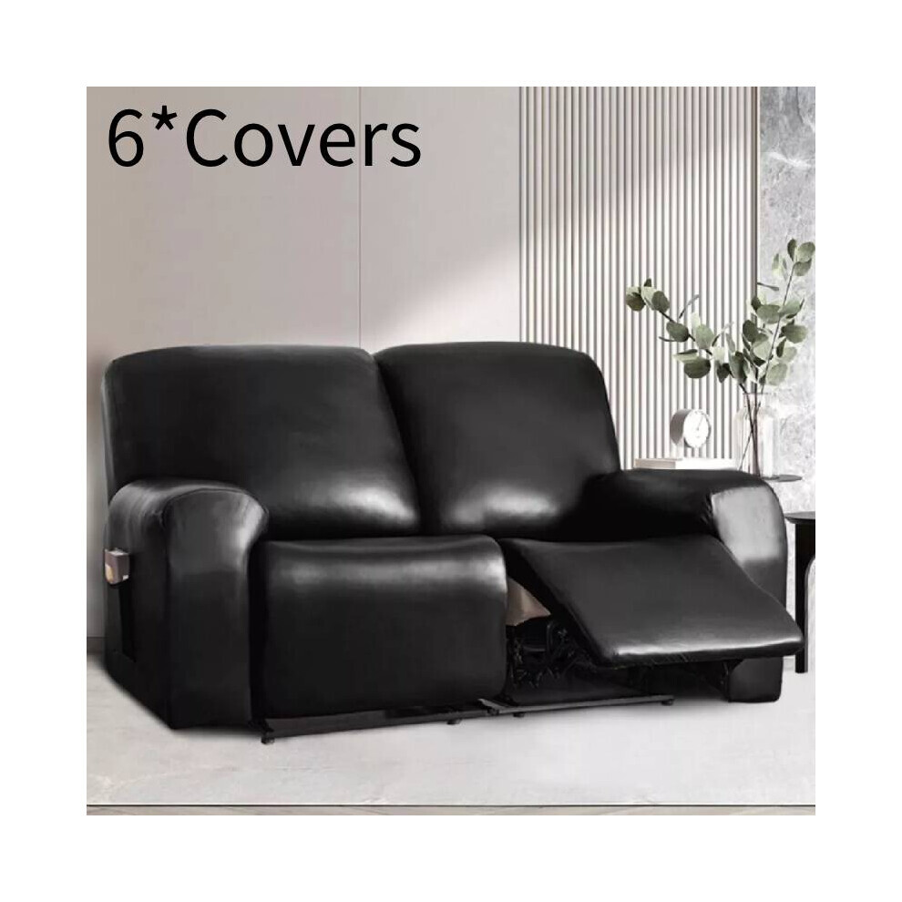 (Noir 2 places) housses de canapé inclinables extensibles en cuir Pu housse de fauteuil imperméable