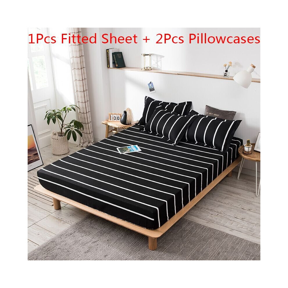 (Noir 3 pièces, 150*200 + 20 cm/59,06*78,74 + 7,87 pouces) 3 pièces ensemble de draps-housses et taies
