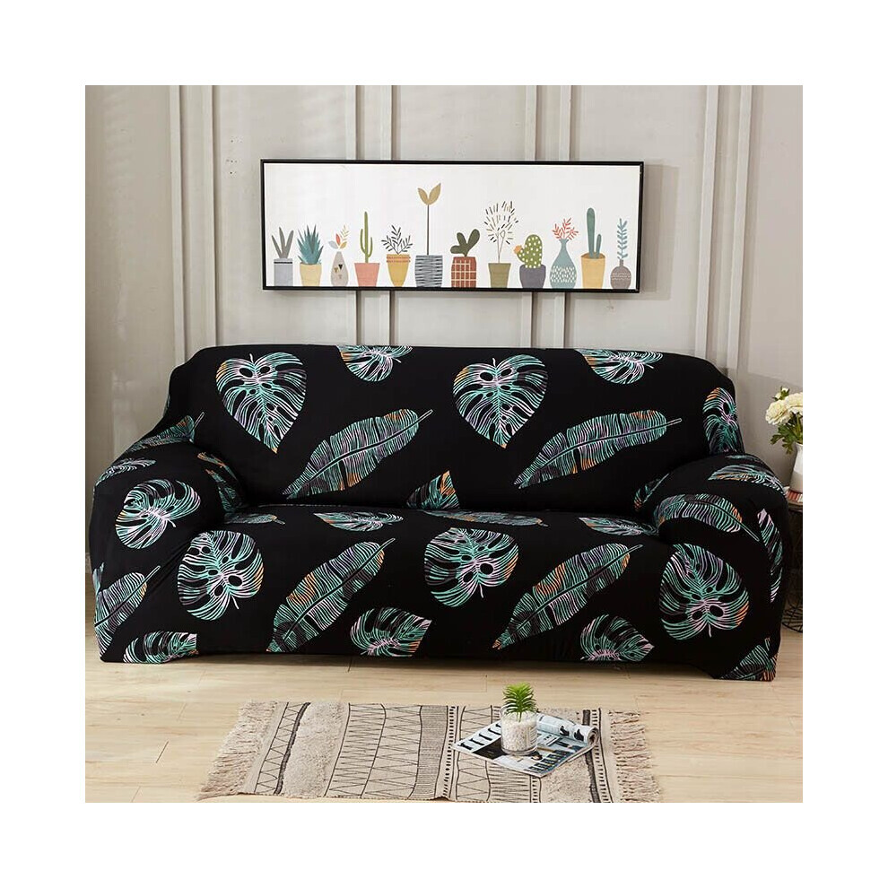 (Noir et vert, 1 place) Housse élastique 1/2/3/4 places Housse de canapé extensible Protecteur de canapé