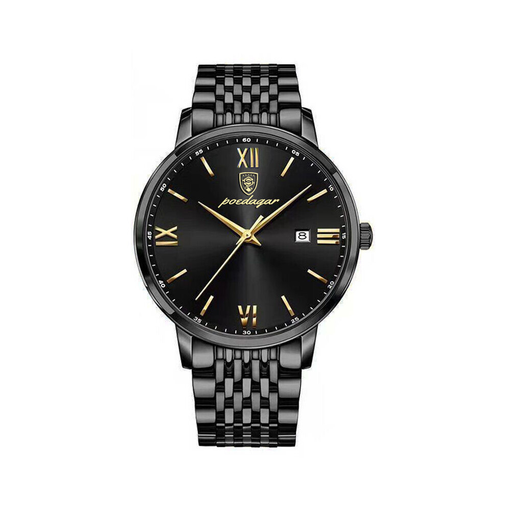 (Noir) Mode Hommes Montre Étudiant Multi Fonctionnel En Acier Couple Montre Automatique Tendance
